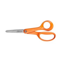 Fiskars brnesaks i orange - fra 8 r - afrundet blad - 13 cm