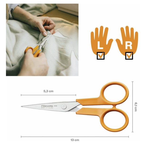 Fiskars Classic sysaks micro tip - orange prcisionssaks p 13 cm