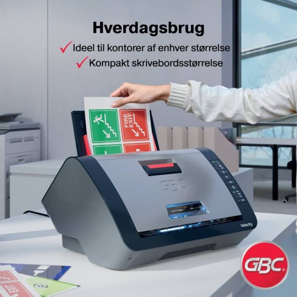 GBC auto lamineringsmaskine A4 Velocity med lamineringsrulle