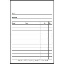 Kasseblok - 2x50 ark - 16,8x10,1 cm - Hvid