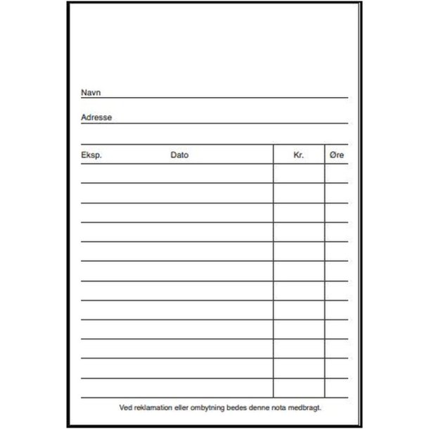 Kasseblok - 2x50 ark - 16,8x10,1 cm - Hvid