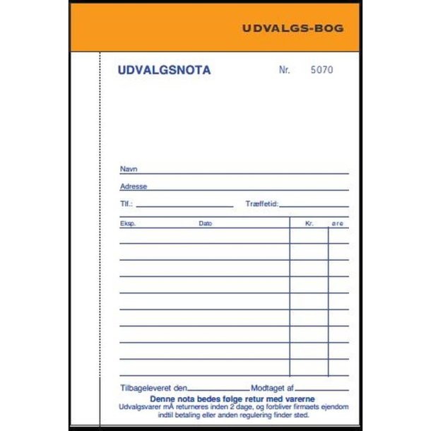 Udvalgsbog - 2x50 ark - 14,6x11,5 cm - Orange