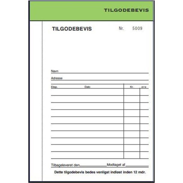 Tilgodebevisbog - 2x50 ark - 14,6x11,5 cm - Lime Grn