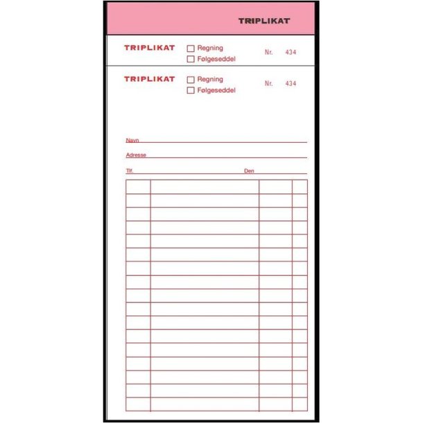 Triplikatbog - 3x25 ark - 21x13,8 cm - Lys Rosa