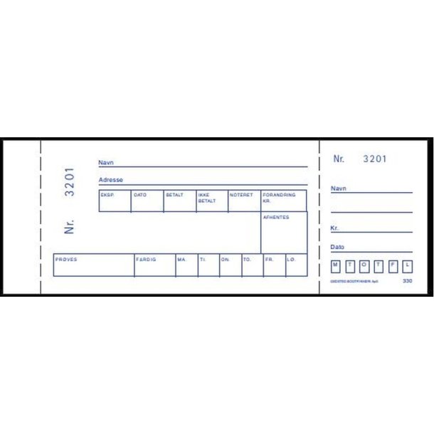 Forandringsblok - 50 ark - 18x6,5 cm - Hvid