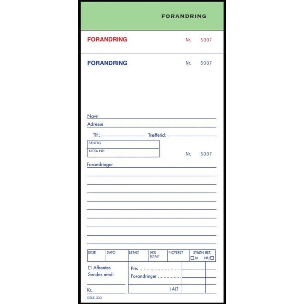Forandringsbog - 2x50 ark - 21x13,8 cm - Grn