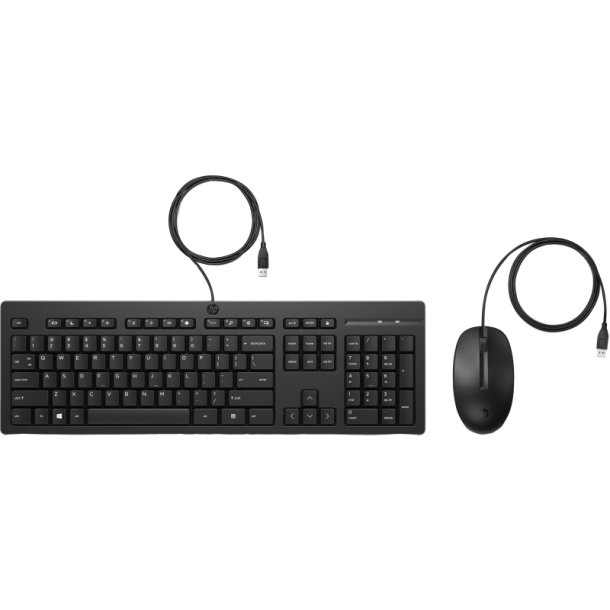 HP 225 Wired Mouse and Keyboard Combo - Ledningsfrt - USB - Membran - QWERTY - Sort