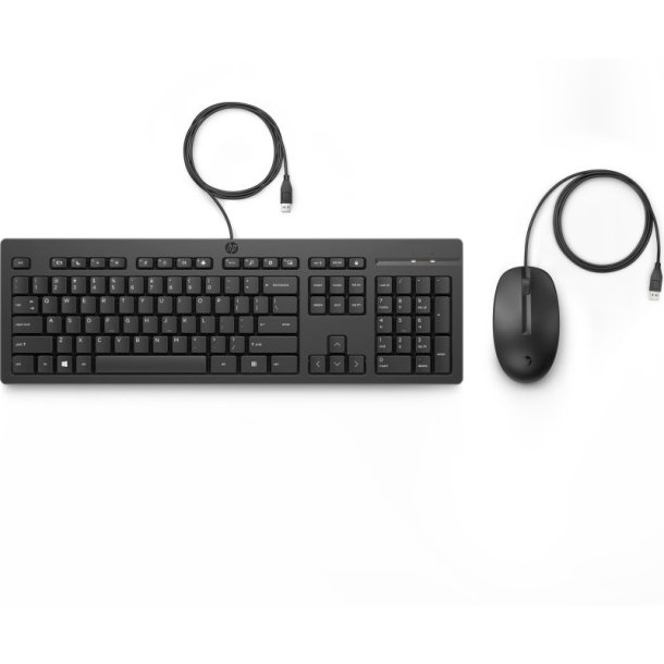 HP 225 kablet mus og tastatur Combo - Fuld strrelse - USB - Membran - Sort