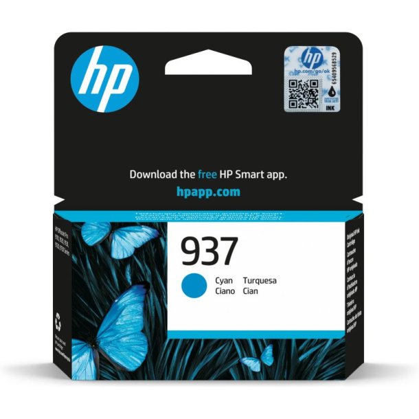 HP 937 Cyan - Original Blkpatron - til OfficeJet Pro 9110, 9120, 9130, 9720, 9730