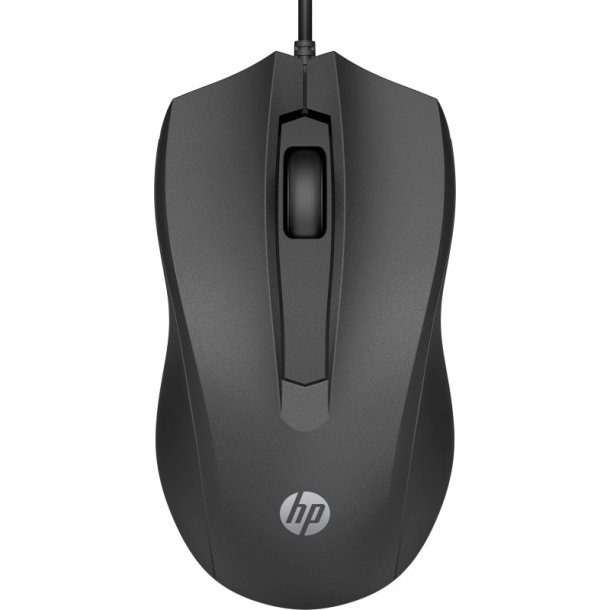 HP kablet mus 100 - Ambidextrous - Optisk - USB Type-A - 1600 dpi - Sort