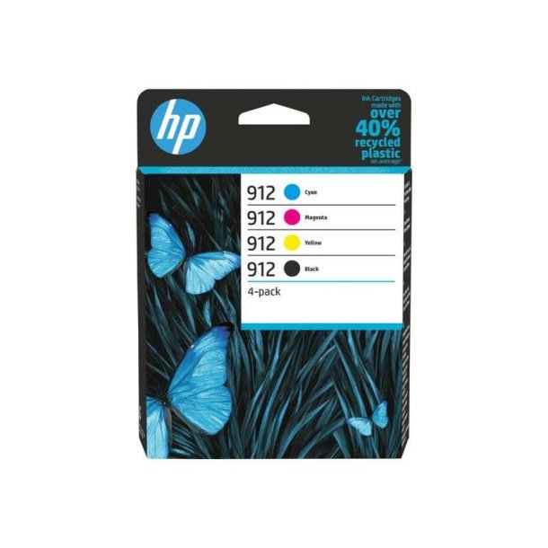 HP 912 - 4 pakker - sort, gul, cyan, magenta - original - blkpatron - til Officejet, Officejet Pro