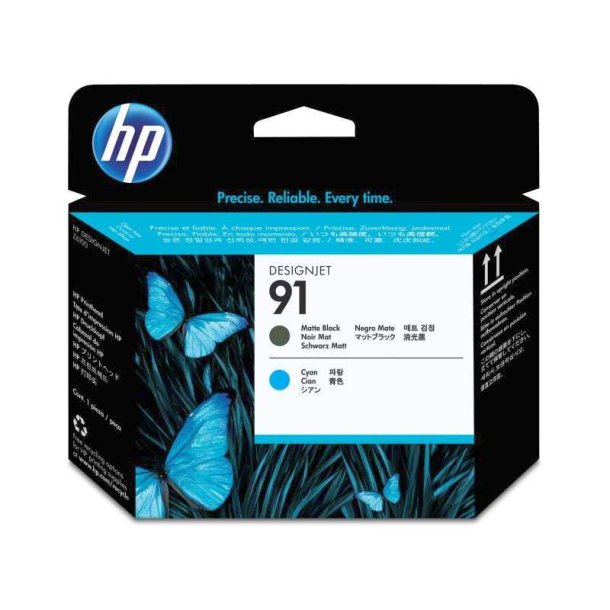 HP 91 - Matte sort, Cyan - Printhoved