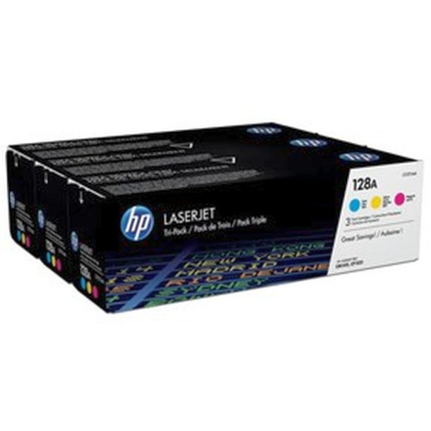 HP 128A Pakke med 3 stk. - cyan/magenta/yellow - e originaler - 1300 sider