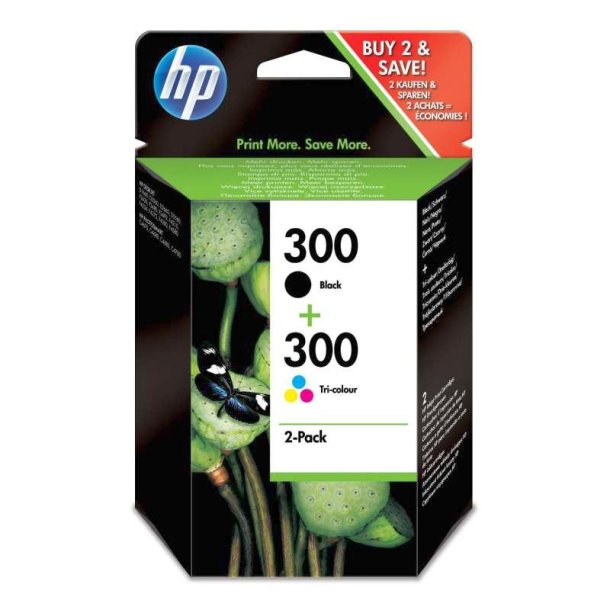 HP 300 - originale - blkpatroner - sort/trefarvet - 2-pak