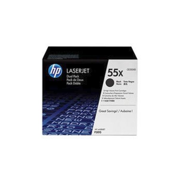 HP 55X - LaserJet - original toner - sort - 2 -pak - 25000 sider