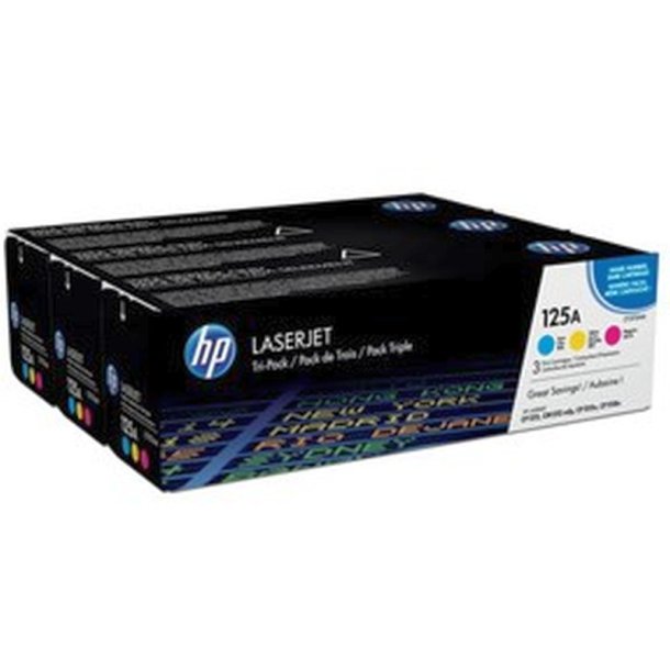 HP 125A Pakke med 3 stk. - cyan/magenta/yellow - e originaler - 1400 sider