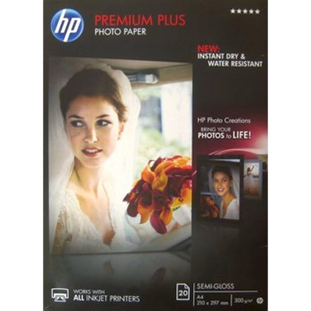 HP Premium Plus fotopapir - A4 - Semi Glossy - 300g - 20 ark.