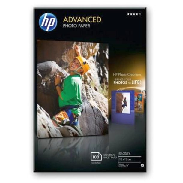 HP Advanced fotopapir - 10x15 cm - Glossy - 250g - 100 ark.