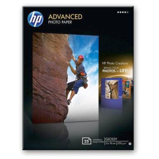 HP Advanced fotopapir - 13x18 cm - Glossy - 250g - 100 ark.