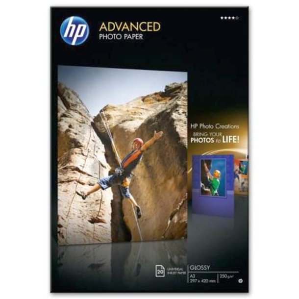 HP Advanced fotopapir - A3 - Glossy - 250g - 25 ark.