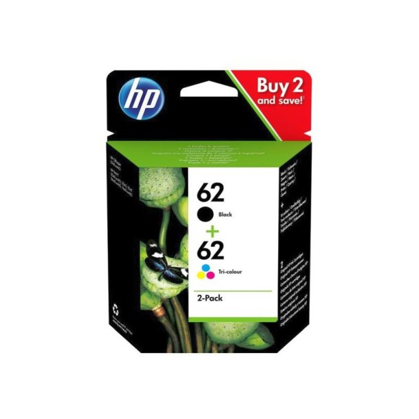 HP 62 - originale - blkpatroner - sort/trefarvet - 2-pak