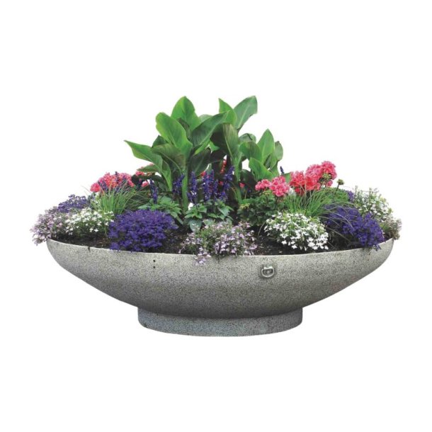 Hallabroplast OAS 570 Liter rund plantekrukke i glasfiber - gr�