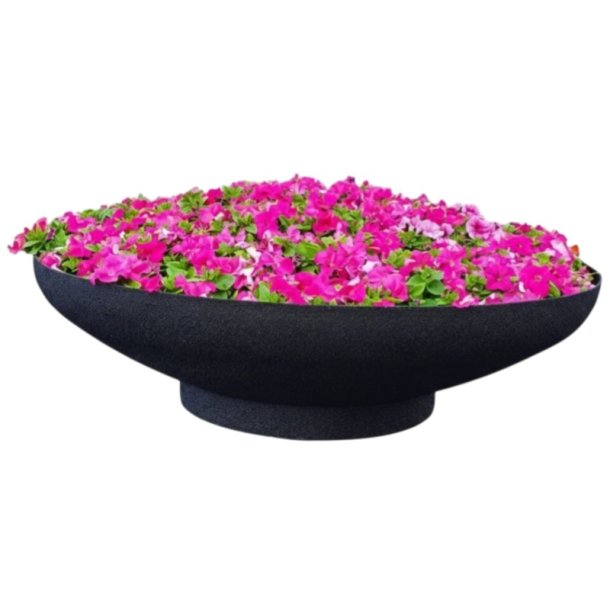 Hallabroplast OAS 1450 Liter rund plantekrukke i glasfiber - sort