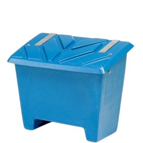 Sandboks/Saltboks - 130 Liter Bl� sandbeholder med l�g