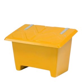 Sandboks/Saltboks - 250 Liter Gul sandbeholder med l�g