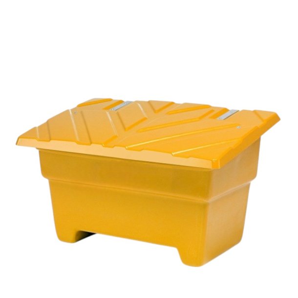 Sandboks/Saltboks - 550 Liter Gul sandbeholder med lg
