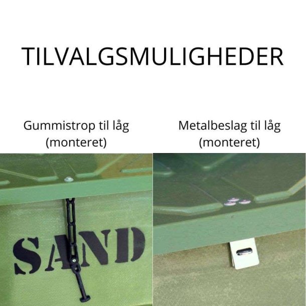 Sandboks/Saltboks - 130 Liter Gr sandbeholder med lg