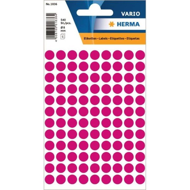 Herma Vario stickers - runde 8 - pink - 540 stk.