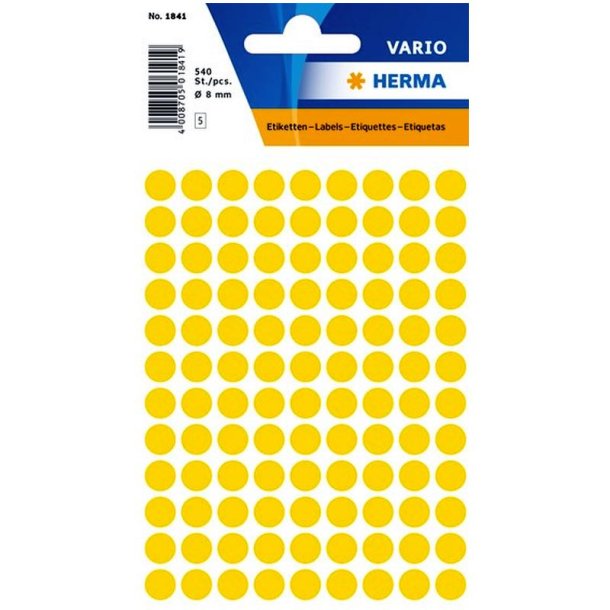 Herma Vario stickers - runde 8 - gul - 540 stk.