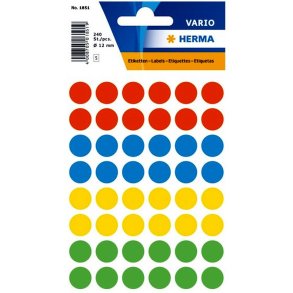 Herma Vario stickers - runde 12 - assorteret farver - 240 stk.