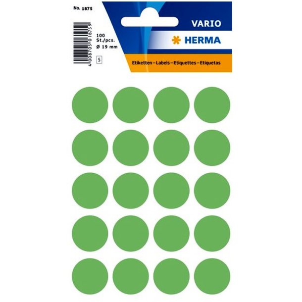 Herma Vario stickers - runde 19 - grn - 100 stk.