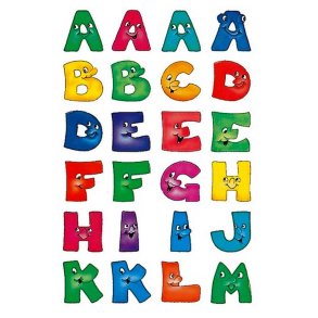 Herma bogstaver - A-Z - selvklbende - 20mm - glade farvede ansigter - 2 ark - i alt 48 stickers