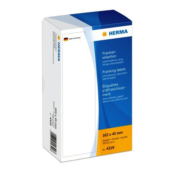 Herma frankeringsetiketter<br>163mmxmx45mm - 500 etiketter<br>dobbelt labels af store forsendelser