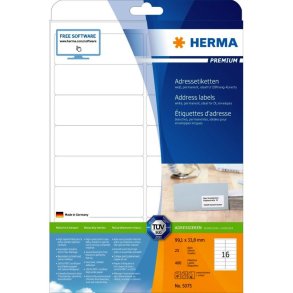 Herma etiketter - hvide p A4 - 99,1mmx33,8mm - 400 etiketter - Premium permanent klb