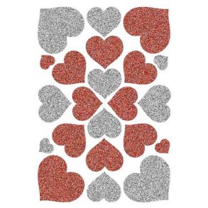 Herma Magic stickers - hjerter - rd og slv - 1 stk.