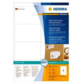 Herma etiketter - hvide p A4 - 99,1mmx67,7mm - 800 etiketter - aftagelige og flytbare