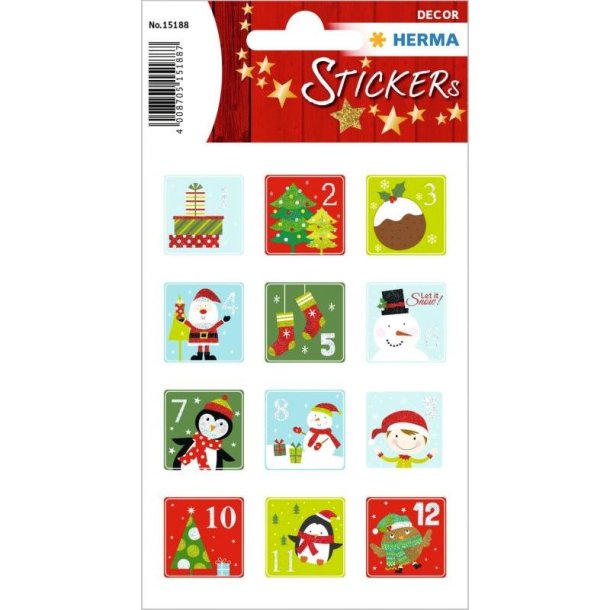 Herma stickers - Christmas - 1-24 julekalender - 2 stk.