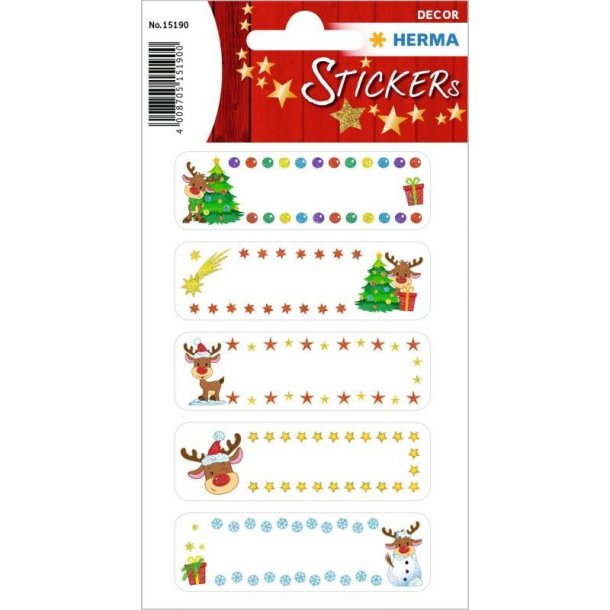 Herma Decor stickers - julegaver etiket - Rudolf - 2 stk.