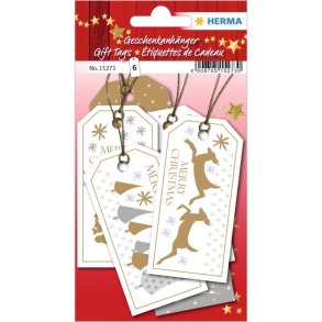 Herma Gavem�rker - Med Snor - Jul - 8x4cm - Motiv 1 - 6 Stk