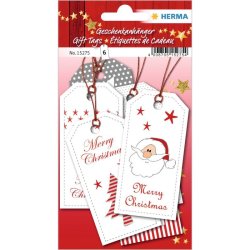 Herma Gavem�rker - Med Snor - Jul - 8x4cm - Motiv 2 - 6 Stk