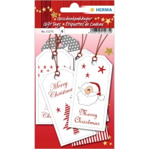 Herma Gavem�rker - Med Snor - Jul - 8x4cm - Motiv 2 - 6 Stk