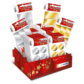 Herma Decor stickers - julelabels - guld/slv - display med 60 stk.