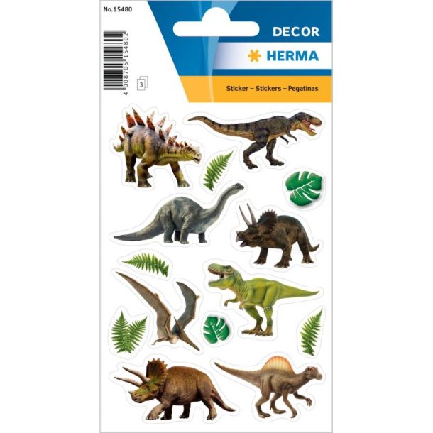 Herma Decor klistermrker/stickers - dinosaurus - 3 stk.