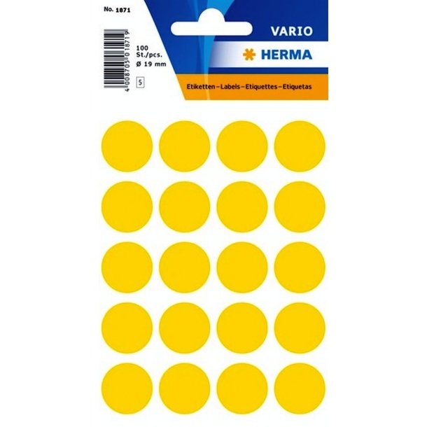 Herma Vario stickers - runde 19 - gul - 100 stk.