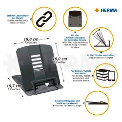 Herma Bogsttte/tabletholder - metal - Sort