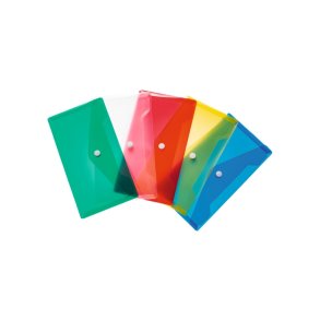 Herma kuvertmappe - 22x12cm - standard farver (gennemsigtig, gul, gr�n, r�d, m�rkebl�) - 5 stk.